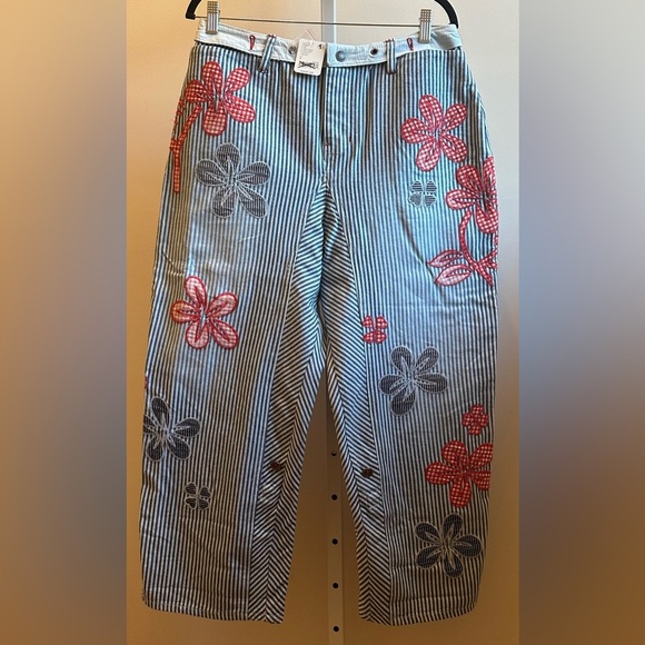 NWT We The Free Hot Tropics Cuffed Harem Pants 6 Striped Embroidered - Picture 5 of 13